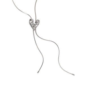 Silver liquid metal irregular heart pendant necklace with sleek snake chain for women