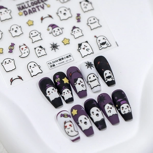 Halloween Nail Stickers 3D Embossed Ghost Candy Patterns Cartoon PET Decals DIY Manicure Party Decorations Fun