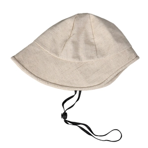 Atmungsaktiver Anglerhut aus Leinen in Beige mit verstellbarer schwarzer Kordel für Sonnenschutz