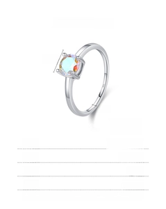 Detailed size specifications for 925 sterling silver ring with 6x6mm gemstone