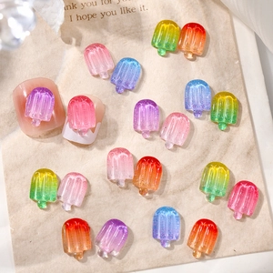 3D resin ice cream nail charms with gradient colors for summer DIY manicure decorations