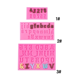 Gothic Alphabet And Number Silicone Mold For Fondant Chocolate Resin Crafting Cake Decoration Baking DIY Tool Pink Gray