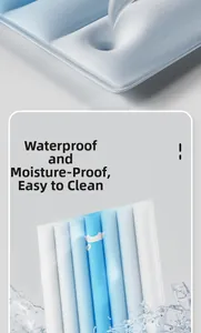 Close-up of waterproof and moisture-proof pet cooling mat with easy-wash blue stripes