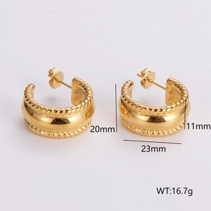 Detailed size measurement of vintage 18k gold plated stainless steel hoop earrings