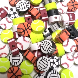 100pcs pack of 10mm mixed sports ball clay beads for bracelet jewelry making crafts