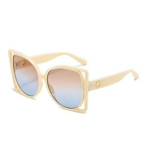 Lunettes de soleil carrées oversize tendance avec monture crème et verres dégradés