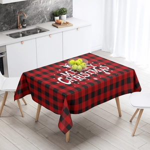 Christmas Tablecloth Polyester Waterproof Rectangular Table Cover Holiday Dining Decoration Reindeer Snowflake Pattern
