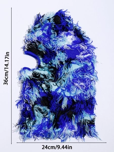 Detailed size specifications of colorful knitted balaclava measuring 36cm by 24cm