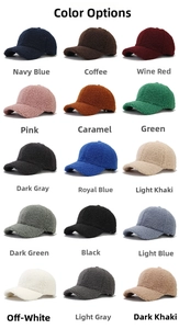 Collage of sherpa fleece baseball caps in fifteen different vibrant colors for autumn