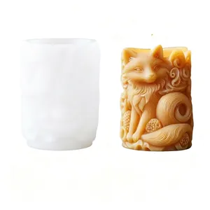 3D fox relief silicone mold for DIY handmade candles and aromatherapy soap ornaments