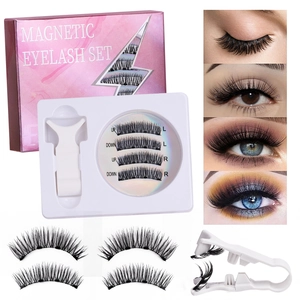 3D Magnetic Eyelash Set with 4 pairs of thick lashes and applicator tool kit