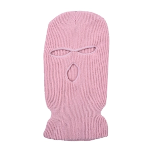 Roze gebreide bivakmuts met drie gaten ontwerp voor outdoor winter warmte en comfort
