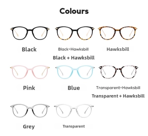 Multiple colors of cat-eye optical frames displayed in a grid on a clean white background