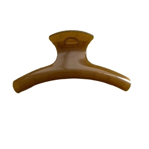 Elegant 11cm amber translucent curved shark hair claw clip for women's thick hair styling