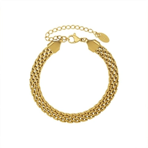 Elegant 18K gold mesh woven bracelet with lobster clasp and adjustable extension chain