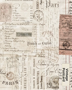 Macro detail of retro stationery showing vintage French script and weathered paper texture