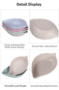 Detail of leaf-shaped dipping saucers showing non-slip base and matte texture