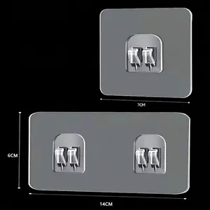Adhesive wall mount hooks set with single and double claw buckle for storage shelves