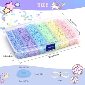 Spécifications détaillées du kit de perles en argile dans une boîte transparente