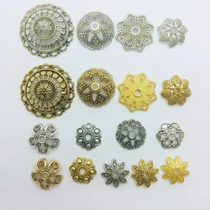 Vintage alloy bead caps in gold silver and bronze finish for DIY jewelry making