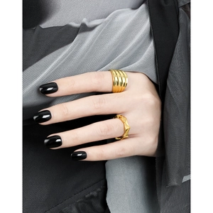 S925 sterling silver wide wavy rings with multi-layer textured design for women