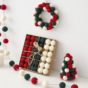 Christmas wool felt ball kit in red white and green for DIY holiday tree decorations