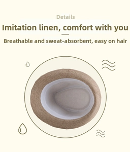 Détail de l'intérieur du chapeau en lin avec doublure respirante et texture de tissage