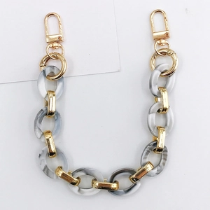 Retro acrylic oval chain link strap with gold metal rings for bags and phone cases
