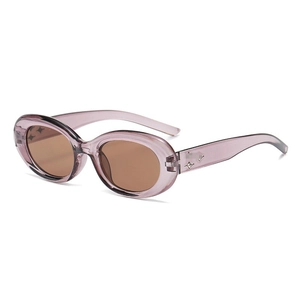 Detailed view of lavender purple cat eye sunglasses with metal star ornaments