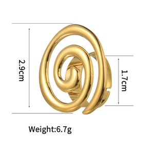 Titanium steel irregular hollow ring shown with 2.9cm by 1.7cm size measurements