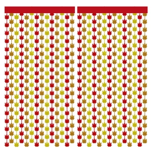 Thanksgiving maple leaf fringe curtain in red orange gold for harvest party decoration