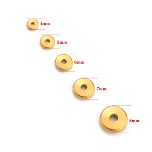 Golden stainless steel wheel spacer beads in sizes 4mm to 8mm for DIY jewelry making