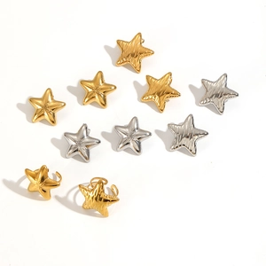 Star-shaped 304 stainless steel jewelry set with textured gold and silver finishes