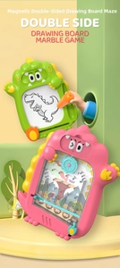 Dual-sided dinosaur magnetic drawing board and pinball maze game for kids' early education