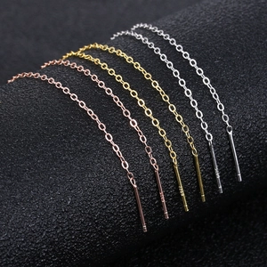 Minimalist S925 sterling silver tassel drop threader earrings in gold, silver, and rose gold