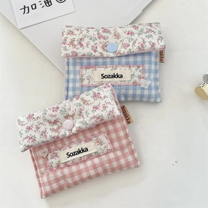 Damenbinden Aufbewahrungstasche Floral Gesteppt Gingham Stoffbeutel Tragbare Menstruationspad Halter Mini Reise Organizer