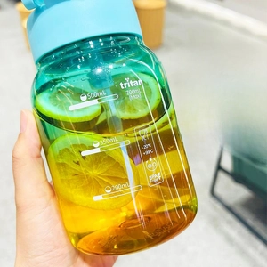 Macro shot of 700ml Tritan water bottle with precise scales and BPA Free marking