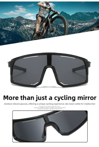 Detail of square matte black cycling sunglasses with HD integrated protective lens