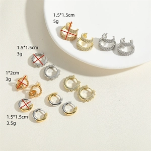 French vintage zircon hoop earrings collection with gold and silver textured designs