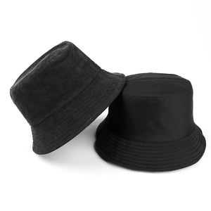 Classic black double-sided corduroy and twill bucket hats for men and women