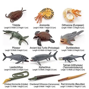 12-piece prehistoric marine animal figure set including trilobite and ammonite fossils
