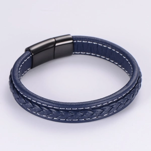 Men Braided Leather Bracelet With Stainless Steel Magnetic Clasp Multi Layer Rope Wristband Classic Minimalist Jewelry