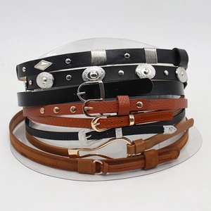 Set of bohemian style faux leather belts with vintage metal buckles for hats or waist