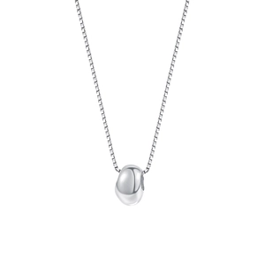Minimalist S925 sterling silver necklace with a polished pebble pendant on a box chain
