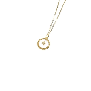 Gothic punk gold chain necklace featuring a delicate pentagram star pendant with zircon