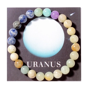Detailed macro view of the Uranus beaded bracelet featuring multi-color natural stones