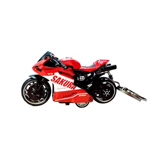 Creative red motorcycle pull-back toy keychain with SAKURA and SPEED branding details