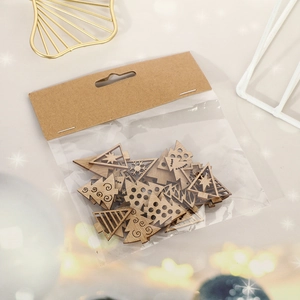 DIY hollow wooden Christmas tree ornaments set in retail packaging with card header