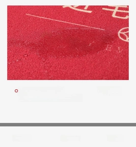 Macro detail of red festive door mat showing quick-dry velvet texture and absorbent fibers