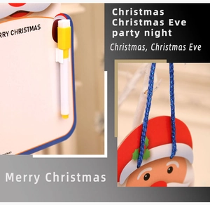 Christmas Santa Claus drawing board with yellow marker and blue hanging rope detail